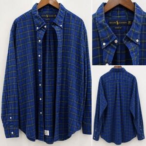 Ralph Lauren Classic Fit Soft Flannel Button Down Shirt Men's 2XLT Blue Plaid